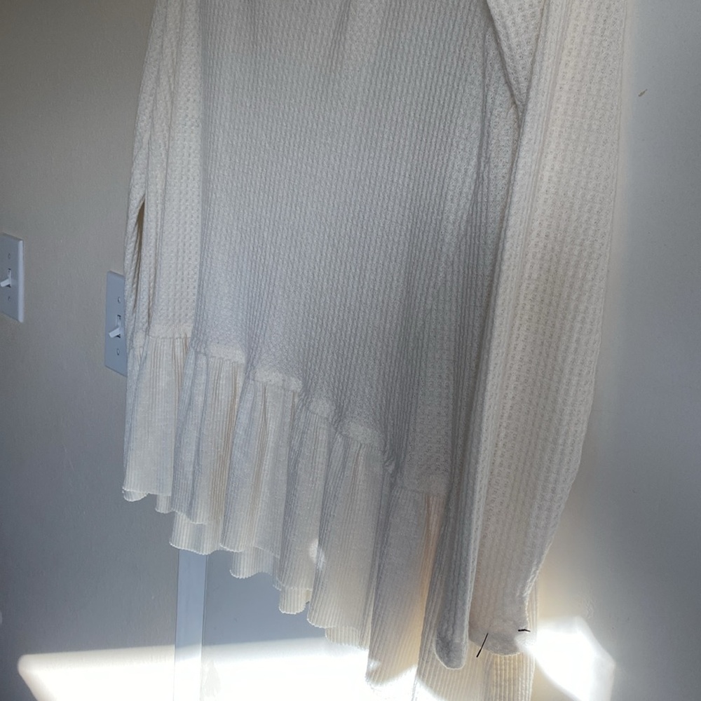 Cream Ribbed Long Sleeve Top - Picture 5 of 7